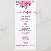 Paarse en roze bloem - Birthday Party Food Menu (Voorkant)