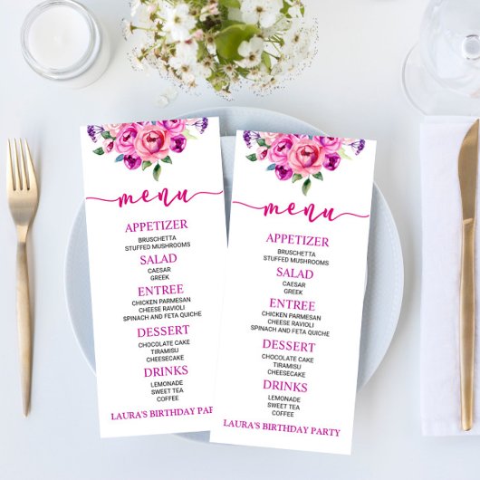 Paarse en roze bloem - Birthday Party Food Menu