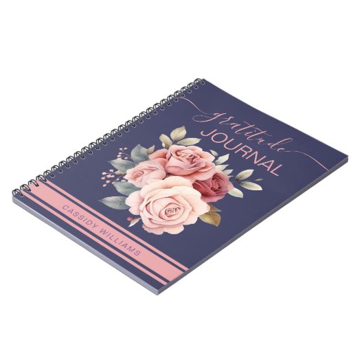 Paarse en roze bloem dankbaarheid Journal notitieb Notitieboek (Linkerzijde)