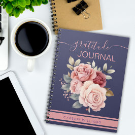 Paarse en roze bloem dankbaarheidsjournaal notitie notitieboek