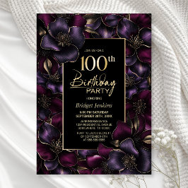 Paarse en Roze Bloemen 100ste Verjaardagsfeest Kaart