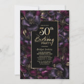 Paarse en Roze Bloemen 30ste Verjaardagsfeest Kaart (Voorkant)