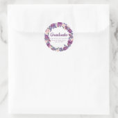Paarse en Roze Bloemen Afstuderen Sticker (Tas)