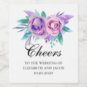 Paarse en roze bloemen. Bloemige felicitatie bruil Wijn Etiket (Enkel label)