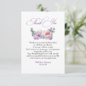 Paarse en Roze Bloemen Botanische Dank U Bedankkaart (Staand voorkant)