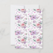 Paarse en Roze Bloemen Botanische Dank U Bedankkaart (Achterkant)