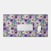 Paarse en roze bloemen bureaumat (Keyboard & Muis)