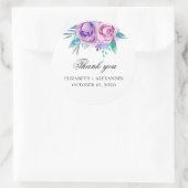 Paarse en roze bloemen dank je. Bloemige bruiloft Ronde Sticker (Tas)