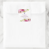 Paarse en Roze Bloemen doopdoop sticker (Tas)