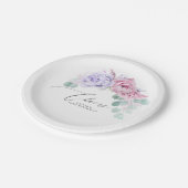 Paarse en roze bloemen Elegante botanische krans Papieren Bordje (Gekanteld)