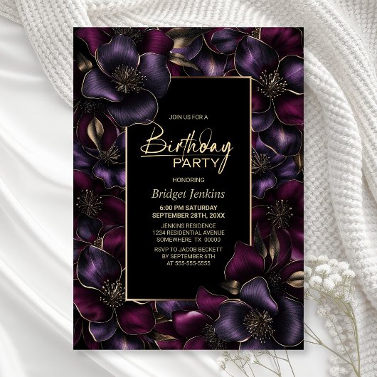 Paarse en Roze Bloemen Elke Leeftijd Verjaardagsfe Kaart