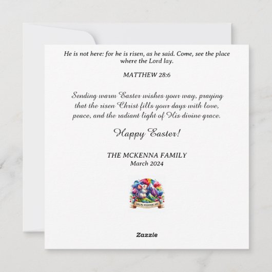 Paarse en roze bloemen en lam Christelijk Pasen Feestdagenkaart (Achterkant)