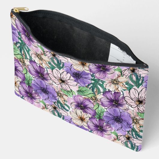 Paarse en roze bloemen etui (Open)