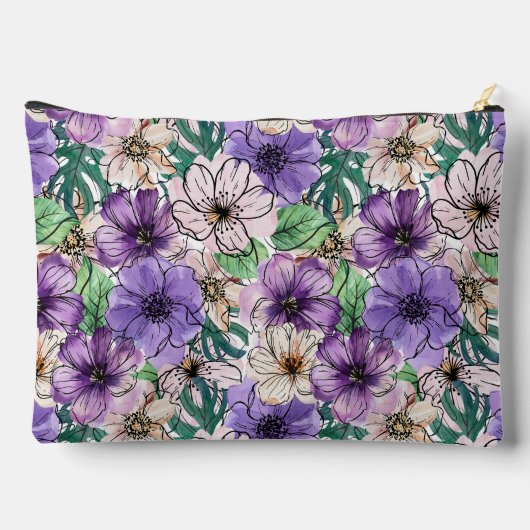 Paarse en roze bloemen etui (Achterkant)