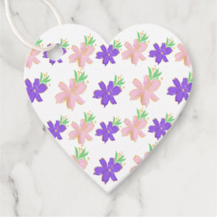 Paarse en Roze Bloemen Favoriet Tags Bedankjes Labels