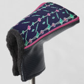 Paarse en roze bloemen golfheadcover (3/4 voorkant)