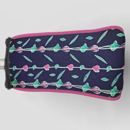 Paarse en roze bloemen golfheadcover