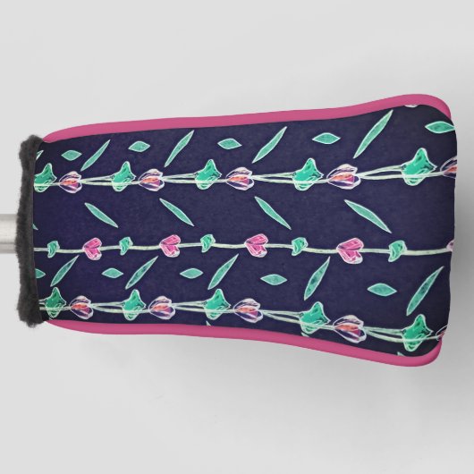Paarse en roze bloemen golfheadcover (Voorkant)