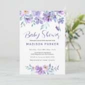 Paarse en roze bloemen kaart (Staand voorkant)