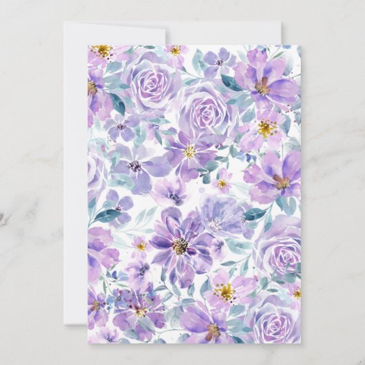 Paarse en roze bloemen kaart (Achterkant)