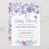 Paarse en roze bloemen kaart (Voorkant / Achterkant)