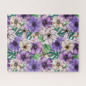Paarse en roze bloemen legpuzzel (Horizontaal)