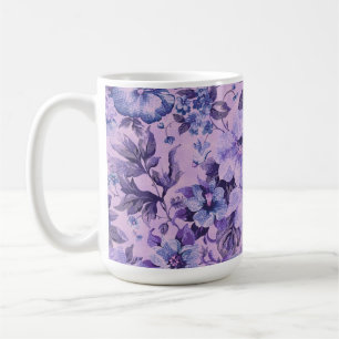 Paarse en Roze Bloemen op Lavendel Achtergrond Koffiemok