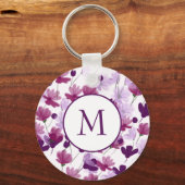 Paarse en roze bloemen sleutelhanger (Voorkant)