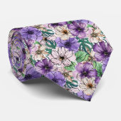 Paarse en Roze Bloemen   Stropdas (Opgerold)