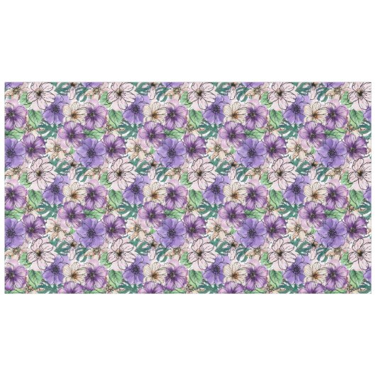 Paarse en roze bloemen tafelkleed (Voorkant (Horizontaal))