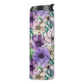 Paarse en roze bloemen thermosbeker (Gedraaid links)
