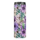 Paarse en roze bloemen thermosbeker (Achterkant)