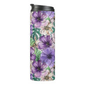 Paarse en roze bloemen thermosbeker (Geroteerd rechts)