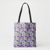Paarse en roze bloemen tote bag (Voorkant)