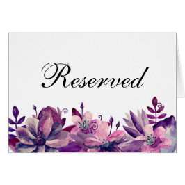 Paarse en roze bloemen. Trouw 'gereserveerd' bord