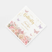 Paarse en roze Bloemen Vlinder Meisje Baby shower Servet (Hoek)