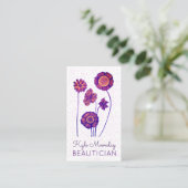 Paarse en roze bloemen ❊ voor schoonheidslieden ❊  visitekaartje (Staand voorkant)