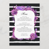 Paarse en roze bloemen. Zwarte bruiloft Menu (Voorkant)