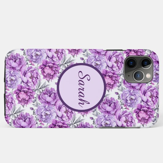 Paarse en roze bloemenclusters Case-Mate iPhone case (Achterkant (horizontaal))