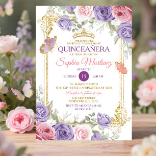 Paarse en roze bloemenkroon gouden kroon meisje Qu Kaart