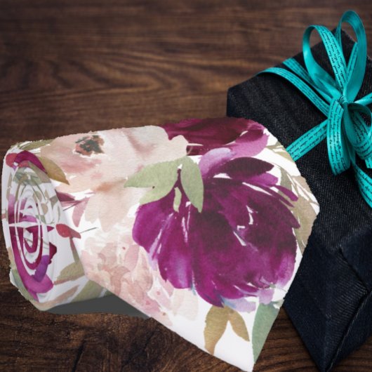 Paarse en roze bloemenrozen halsdas stropdas