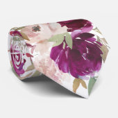 Paarse en roze bloemenrozen stropdas (Opgerold)