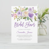 Paarse en roze bloemenrustiek vrijgezellenfeest kaart (Staand voorkant)