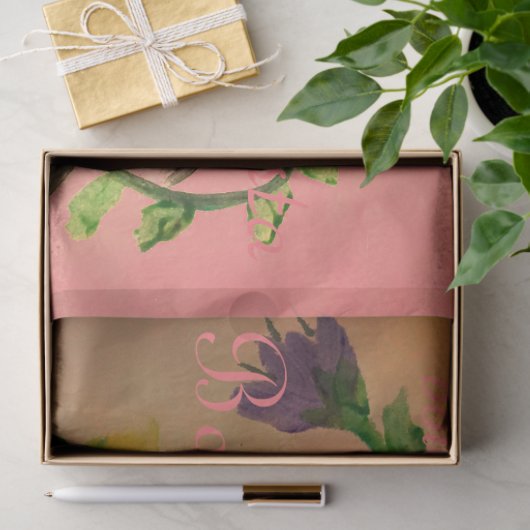Paarse en roze bloemig ambachtelijk tissuepapier (Geschenk)