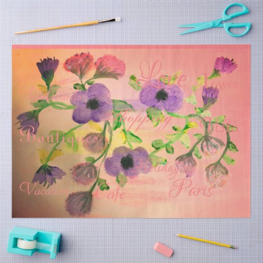 Paarse en roze bloemig ambachtelijk tissuepapier (Craft)