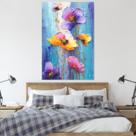 Paarse en Roze Bloemige Textuur Abstracte Wandkuns Canvas Afdruk