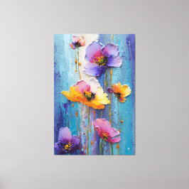 Paarse en Roze Bloemige Textuur Abstracte Wandkuns Canvas Afdruk
