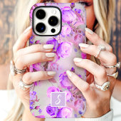 Paarse en Roze Bloemmonogram Case-Mate iPhone Case