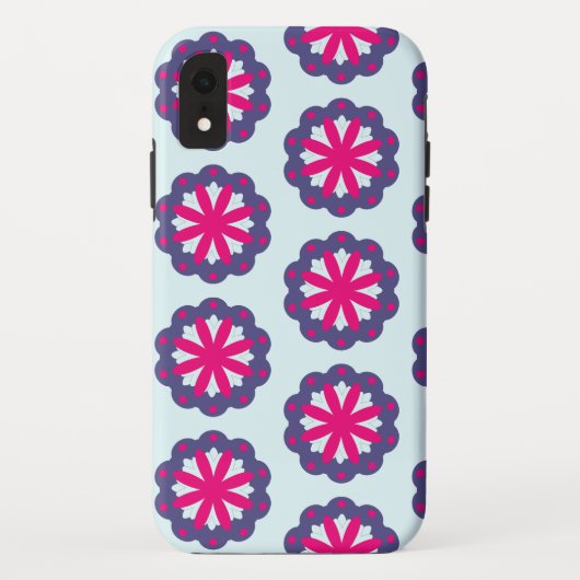 Paarse en roze bloemvormen illustratie Case-Mate iPhone case (Achterkant)