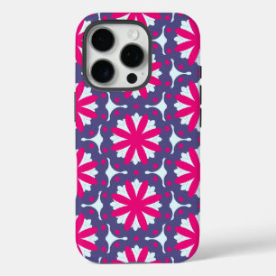 Paarse en roze bloemvormen illustratie iPhone 16 pro hoesje